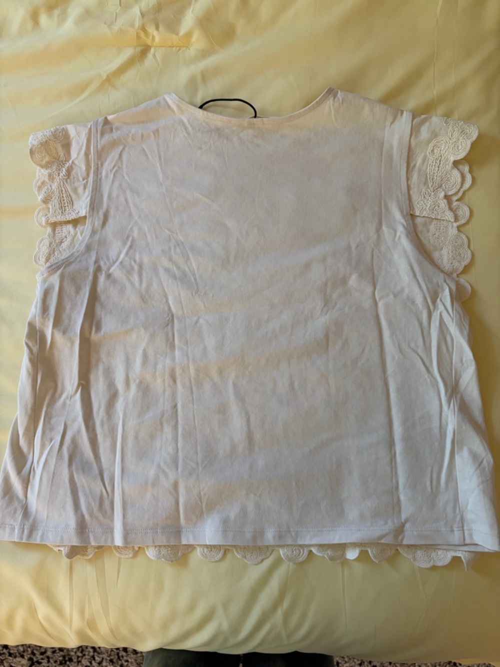 Mango Cream Cotton Lace Crochet Sleeve Blouse - Picture 5 of 7